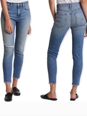 Hudson Bettie Taper Jeans In Medium 90s Wash Distressed